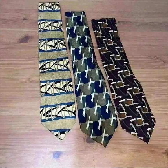 Ziggurat by Mulberry Neckwear Geometric Multicolored 100% Silk Ties (3) US Made - Picture 1 of 4